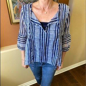 Forever 21 Blue Shabori Baby Doll Blouse, size L